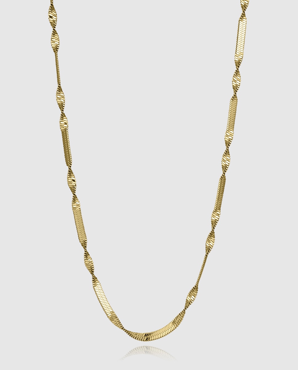 Colar de Aço Ip Dourado com Corrente de Serpente Dourado-1
