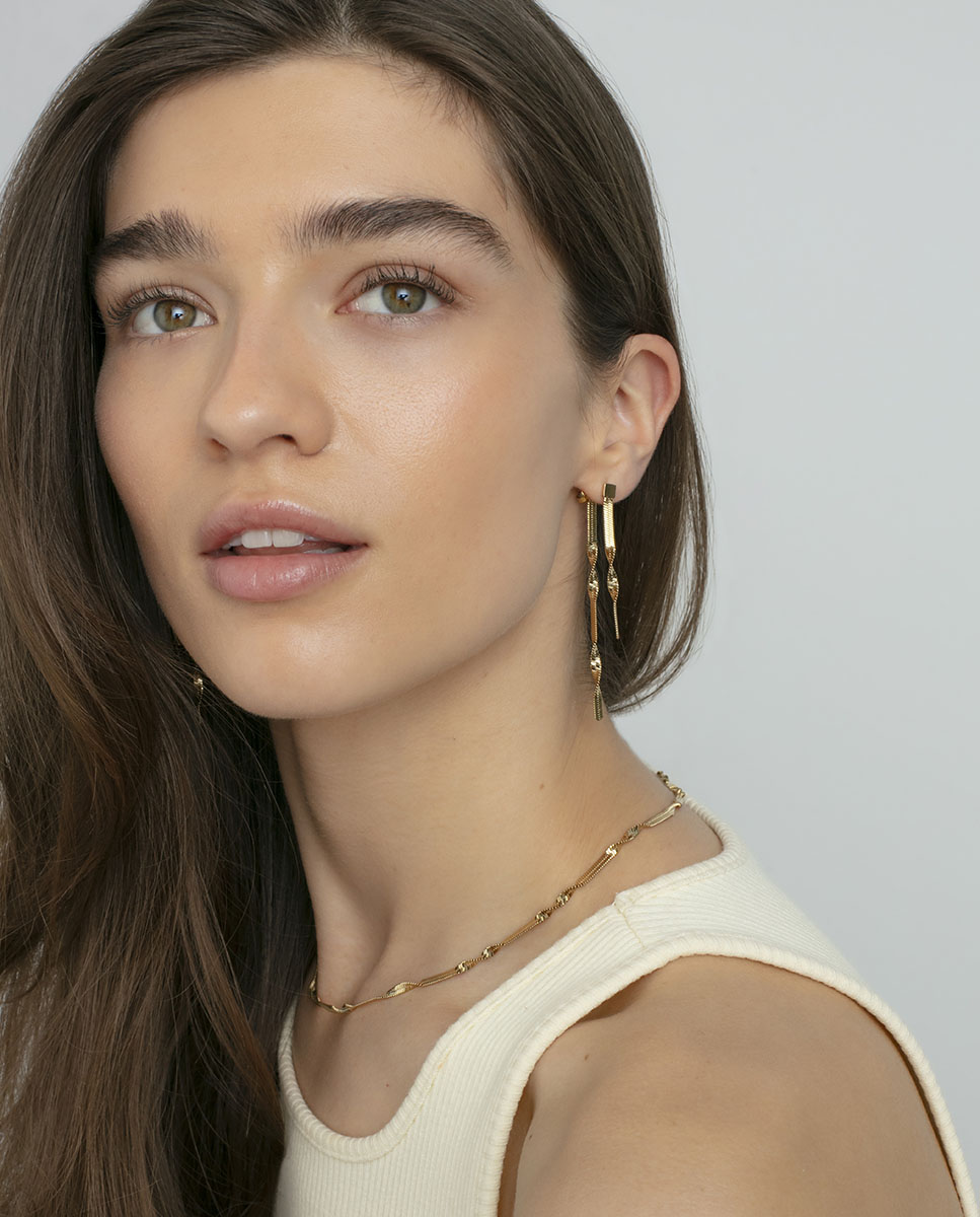 Colar de Aço Ip Dourado com Corrente de Serpente Dourado-2