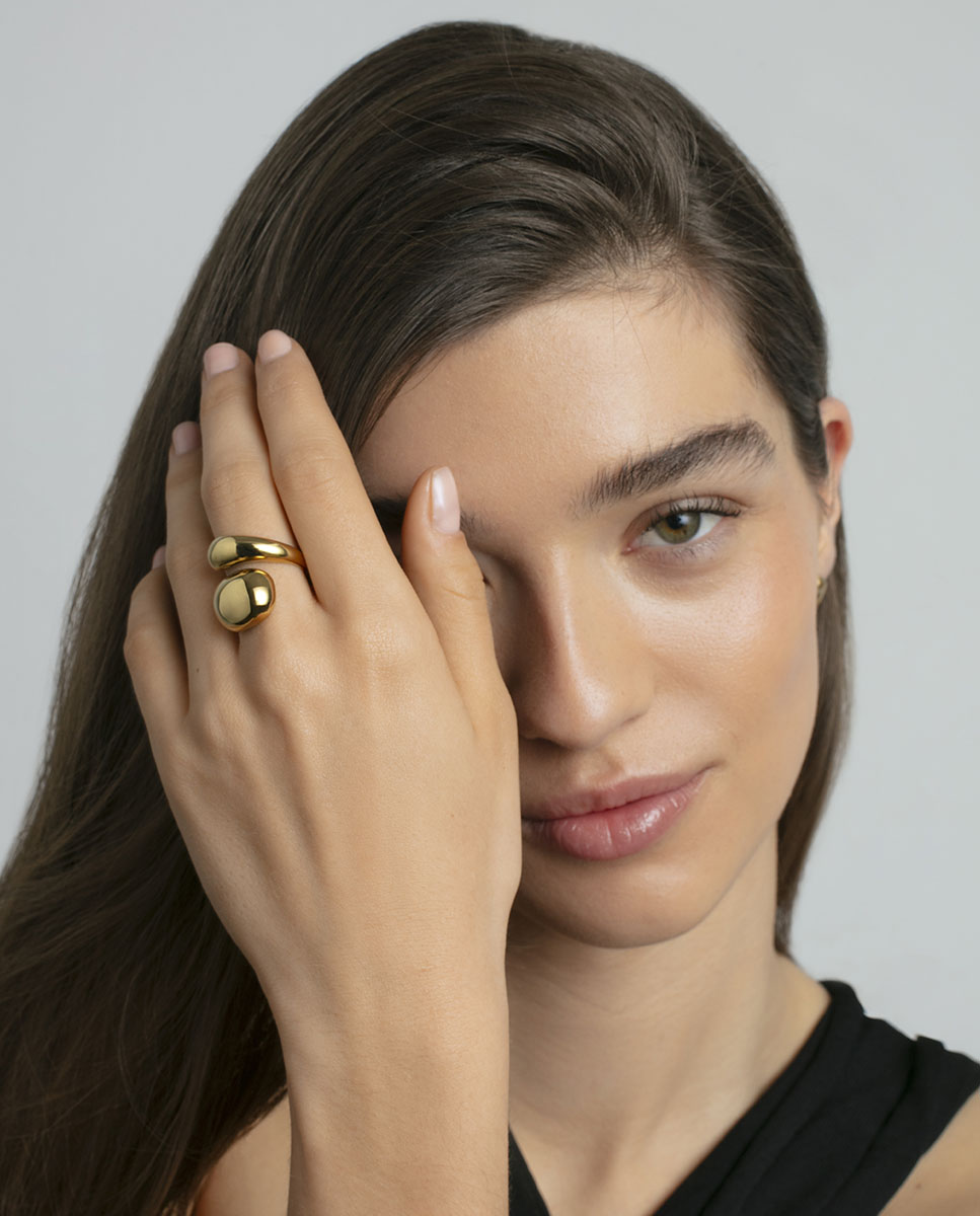 Anel de Aço Ip Dourado Volume Dourado-2