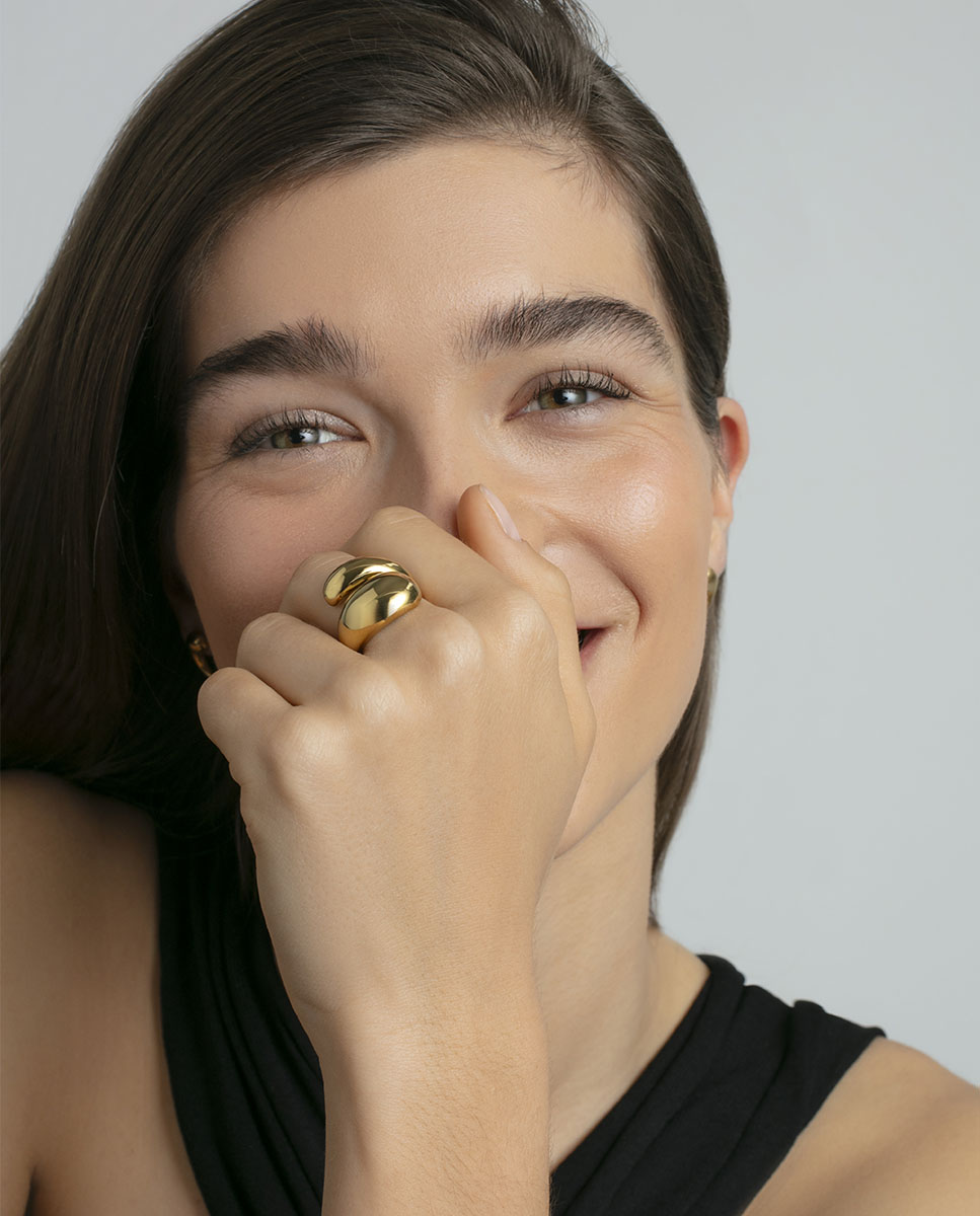 Anel de Aço Ip Dourado Volume Dourado-3