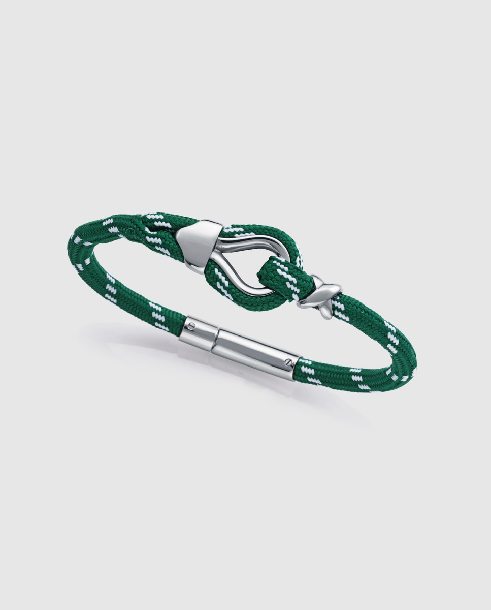 Pulseira de Aço e Nylon Verde e Branco Verde-1