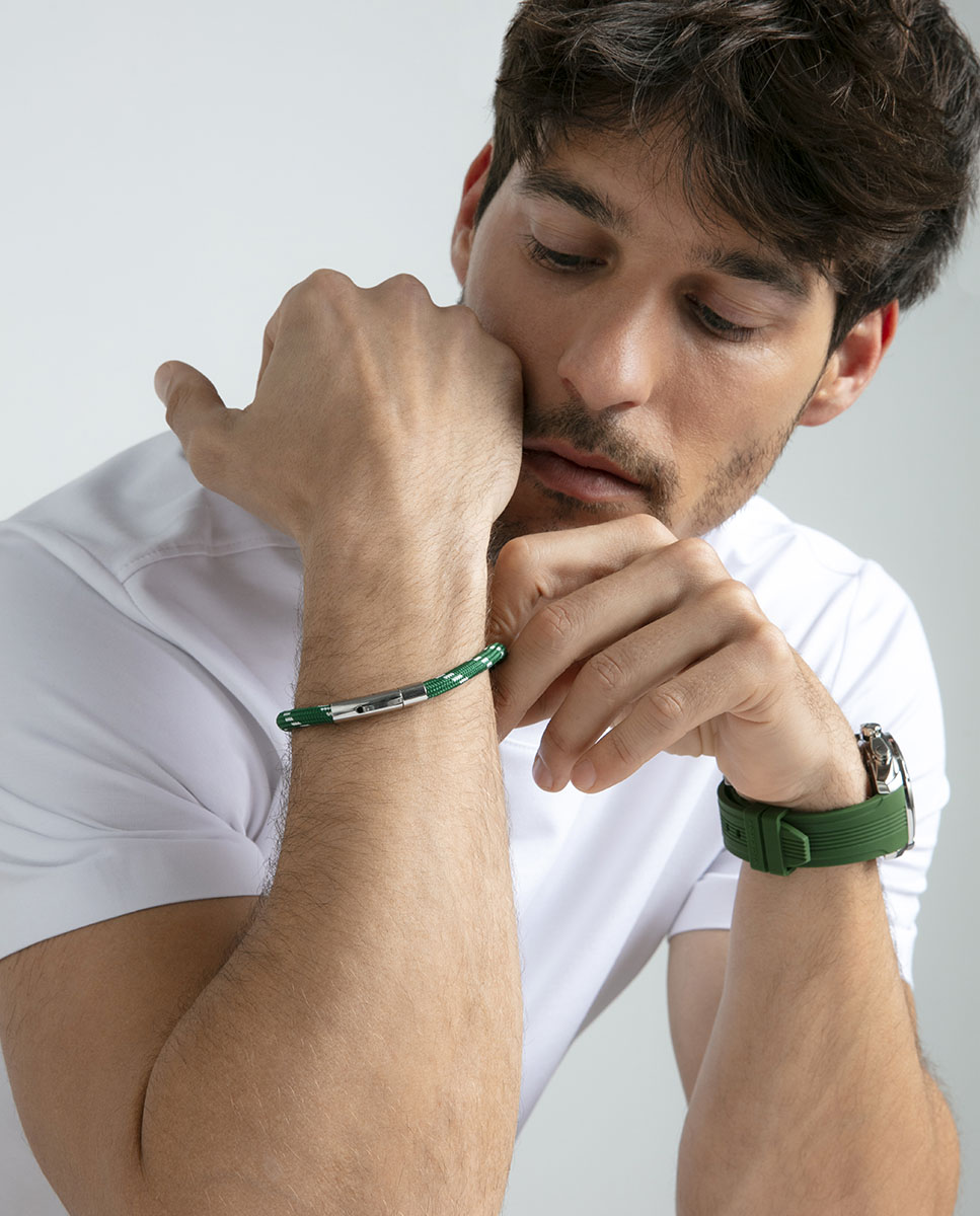 Pulseira de Aço e Nylon Verde e Branco Verde-2