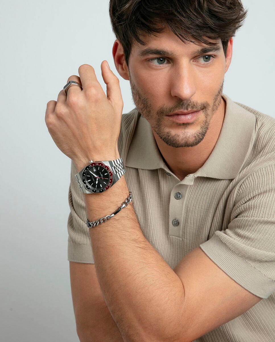 Pulseira de Aço e Ip em Preto Preto / Prata-2