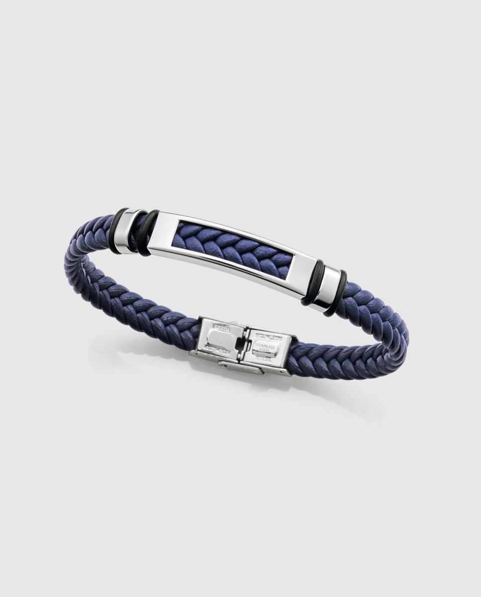 Pulseira de Aço, Pele Azul Azul-1