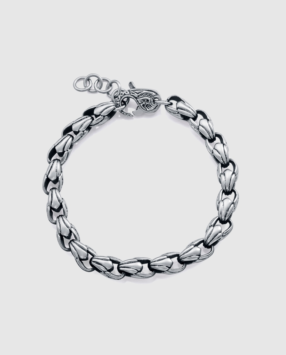Pulseira de Corrente de Aço Prateado-1