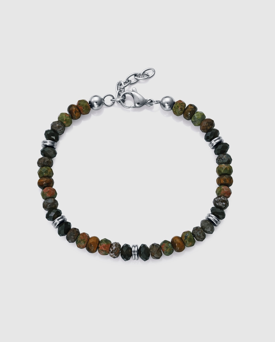 Pulseira de Aço com Pedras Naturais Multicolor-1