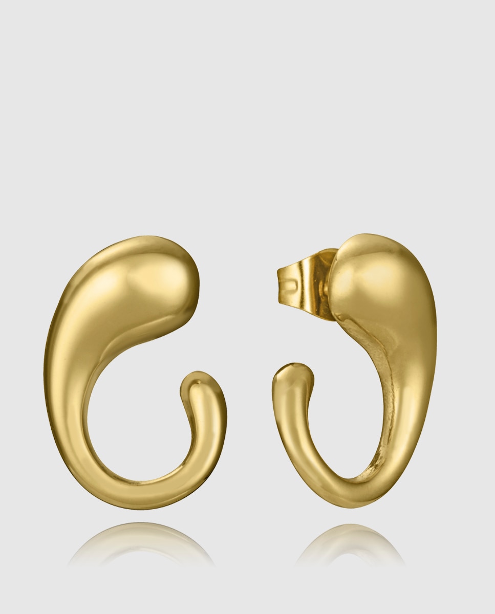 Brincos de Aço Ip Dourado Curvos Dourado-1