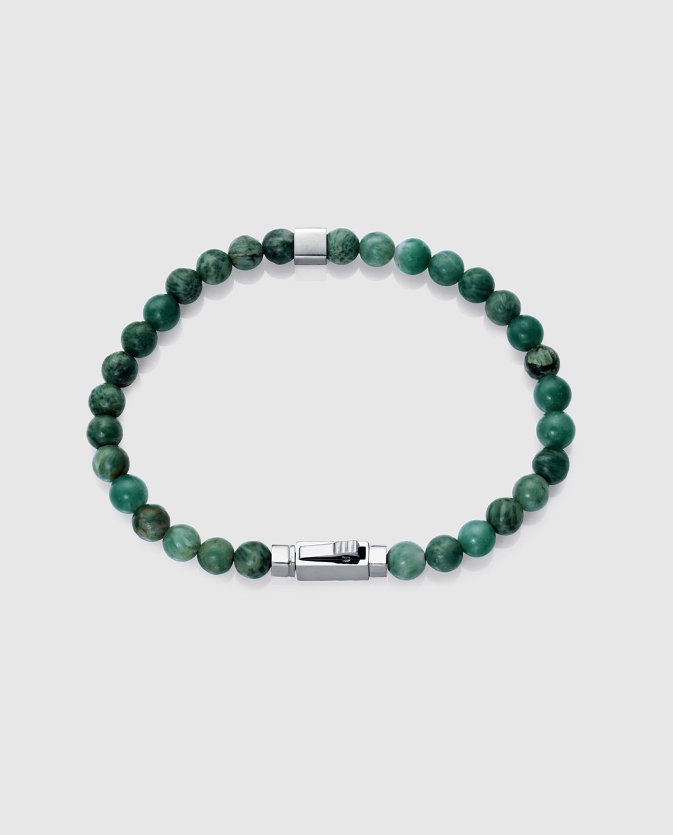 Pulseira de Aço e Pedras Naturais Verdes Verde-1