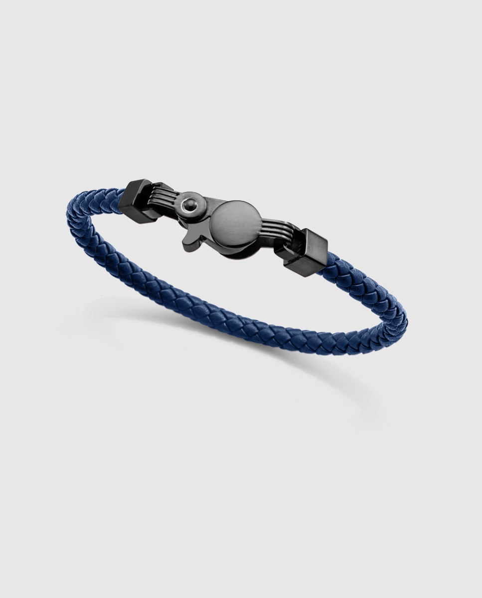 Pulseira de Aço em Preto e Peça Azul Entrançada Azul / Preto-1