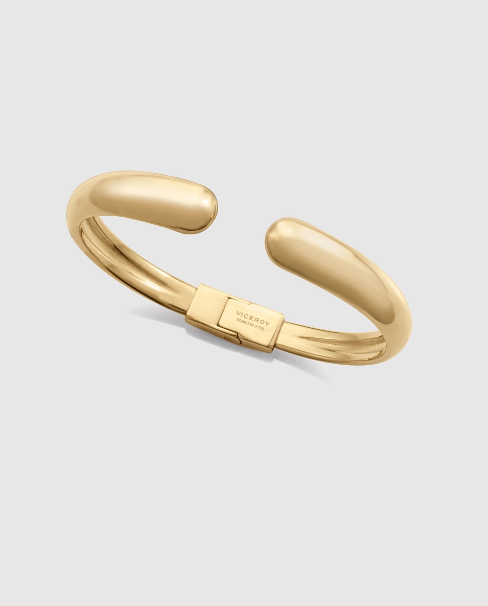 Pulseira de Aço Ip Dourado Rígida com Dobradiça Dourado-1