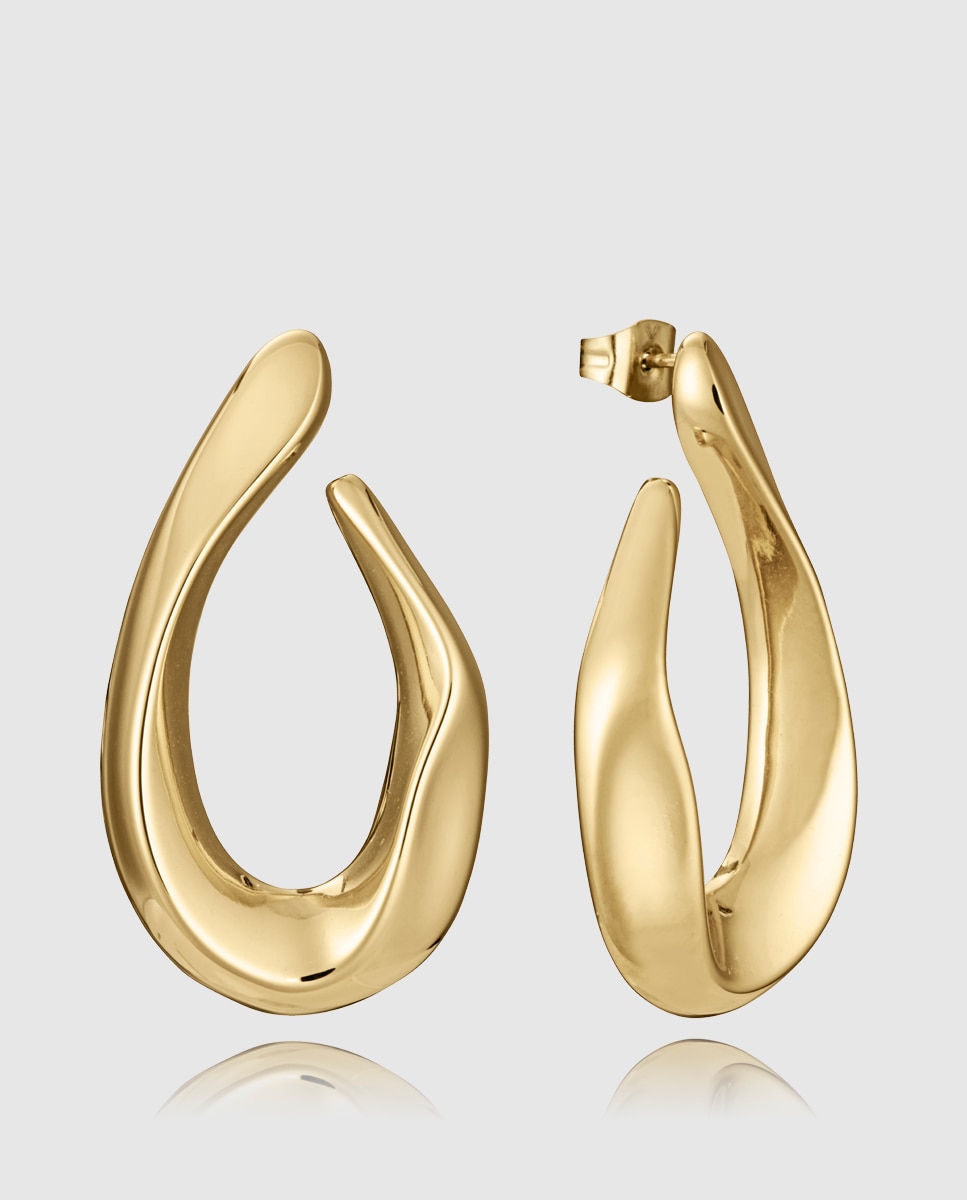 Brincos de Aço Ip Dourado Contorno Gota Dourado-1