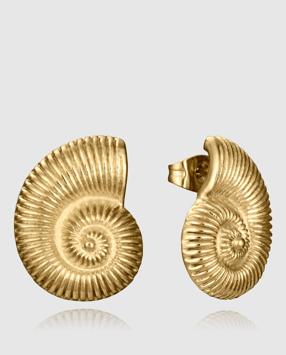 Brincos de Aço Ip Dourado em Forma de Caracol de Mar Ouro-1