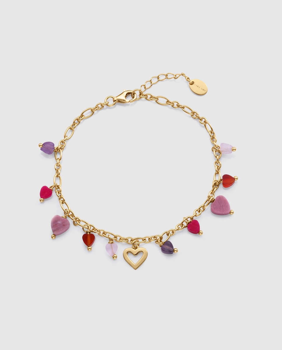 Pulseira de Prata de Lei com Banho de Ouro e Pedras Naturais Multicolor-1