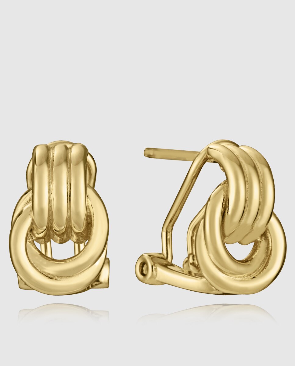 Brincos de Prata de Primeira Lei com Banho de Ouro Argolas Entrelaçadas Dourado-1