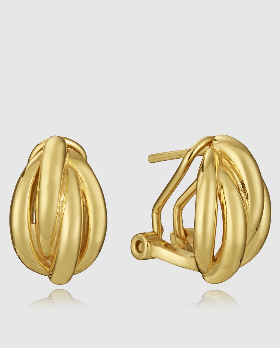 Brincos de Prata de Primeira Lei com Banho de Ouro Dourado-1