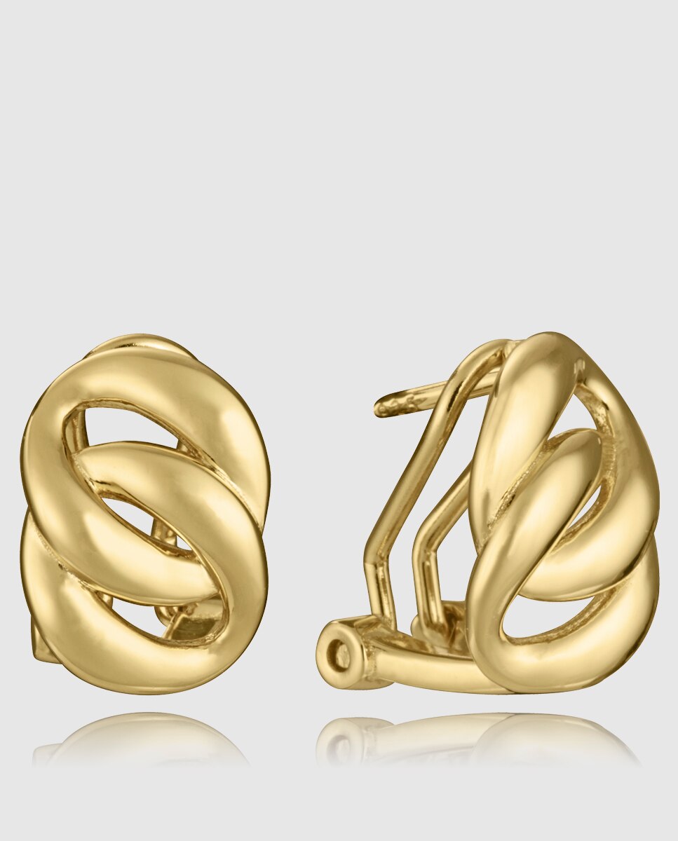 Brincos de Prata de Primeira Lei com Banho de Ouro em Forma de Elos Dourado-1