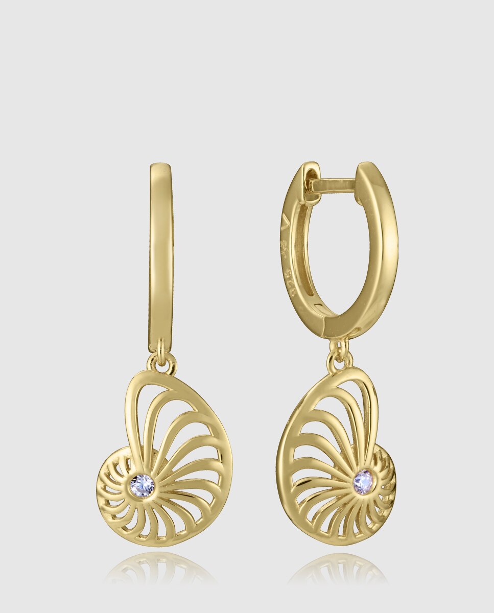 Brincos de Prata de Primeira Lei com Banho de Ouro Dourado-1