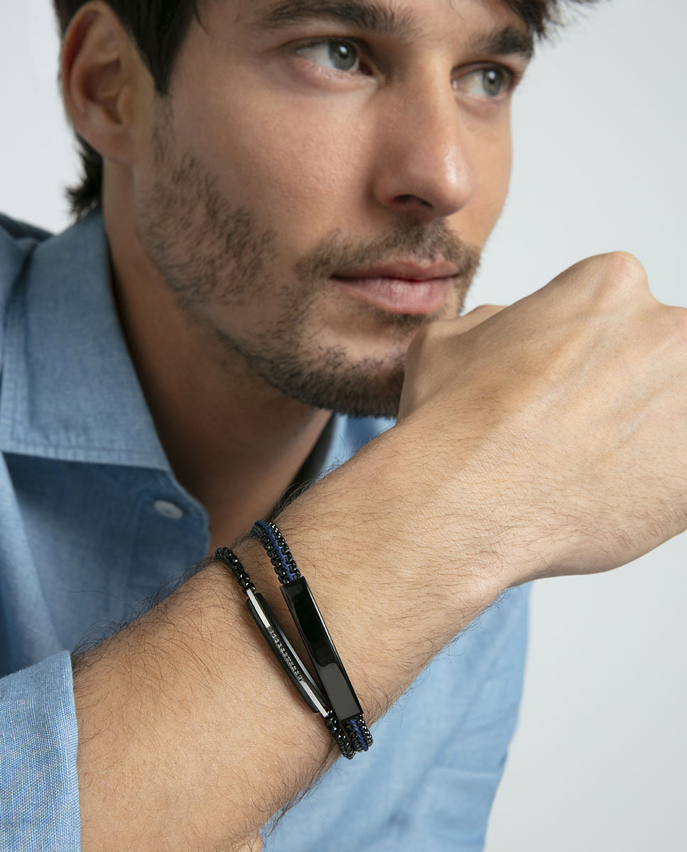 Pulseira de Aço Ip Preto com Zircônias Preto-2