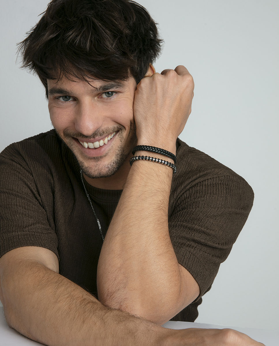 Pulseira de Aço e Silicone Preto Intercalado Preto / Crómio-3