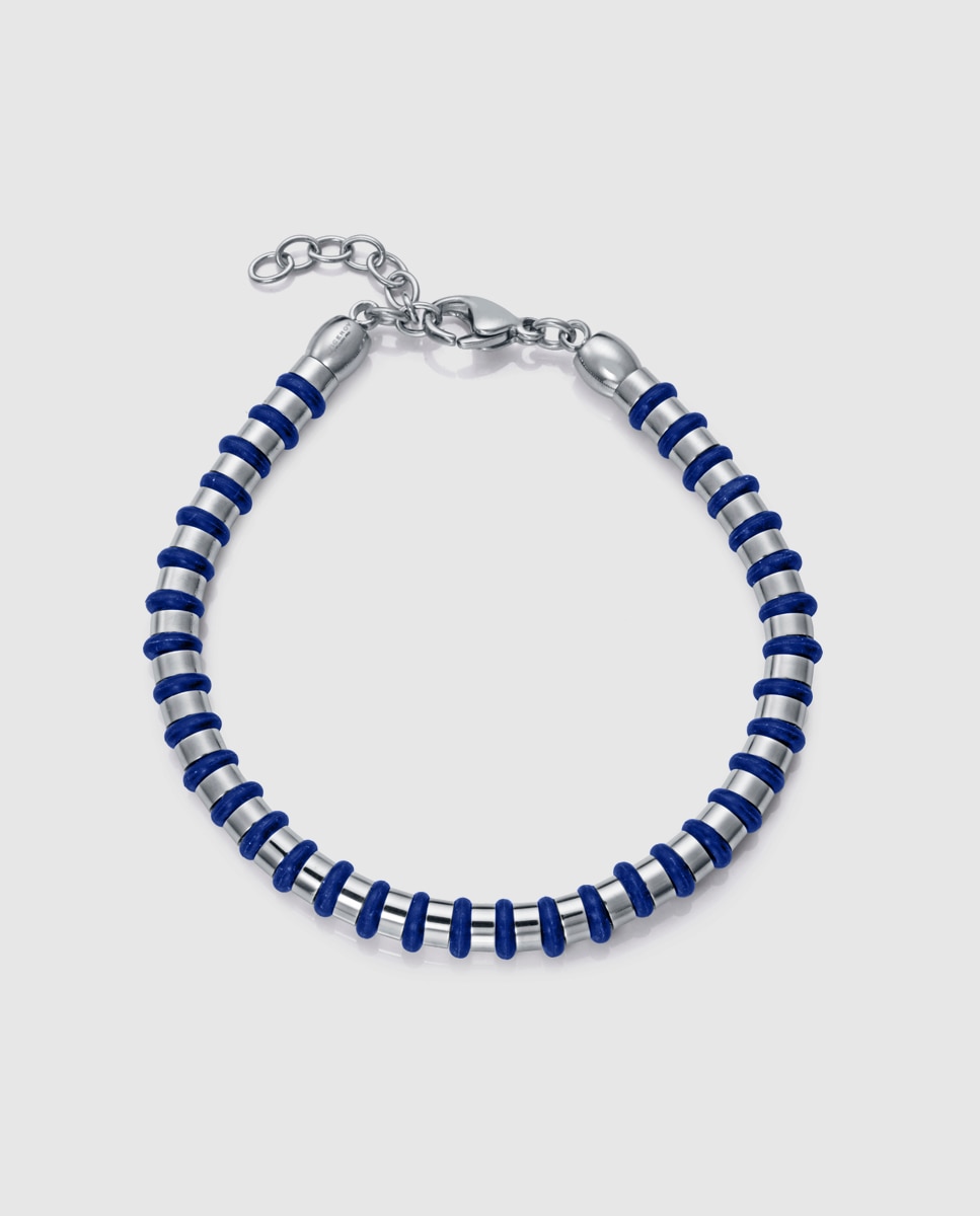 Pulseira de Aço e Silicone Azul Azul / Cinzento-1