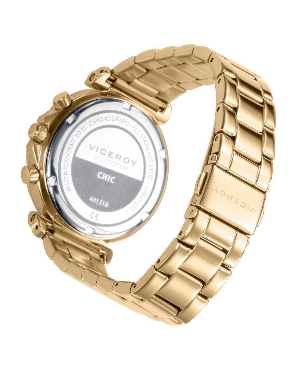 Relógio Analógico com Caixa e Bracelete de Aço Ip Dourado Dourado-2