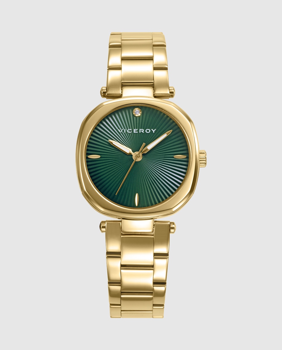 Relógio Analógico com Caixa de Aço Ip Dourado e Bracelete de Aço Ip Dourado Dourado-1
