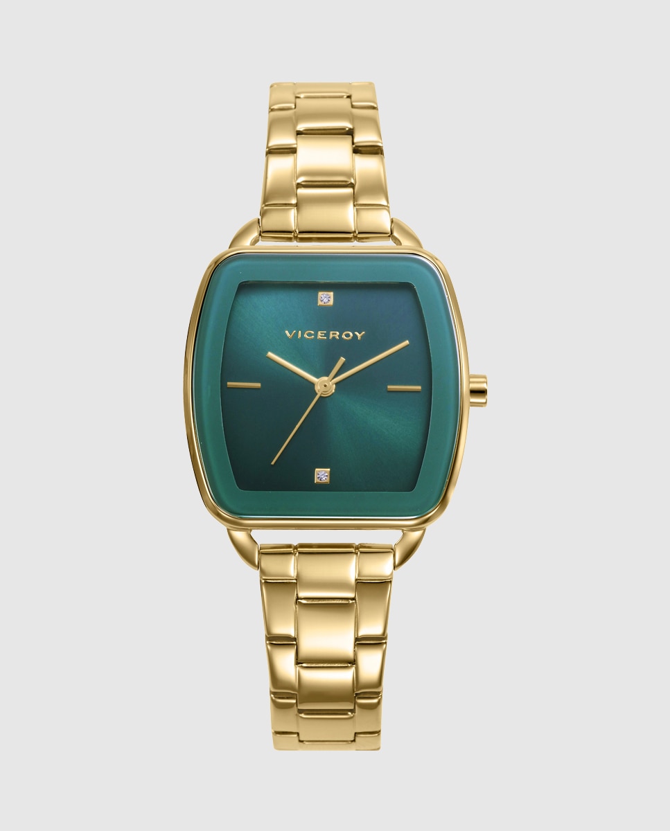 Relógio Analógico com Caixa de Aço Ip Dourado e Bracelete de Aço Ip Dourado Dourado-1