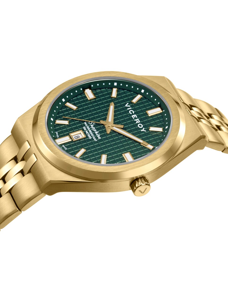 Relógio Analógico com Caixa e Bracelete de Aço Ip Dourado Dourado-3