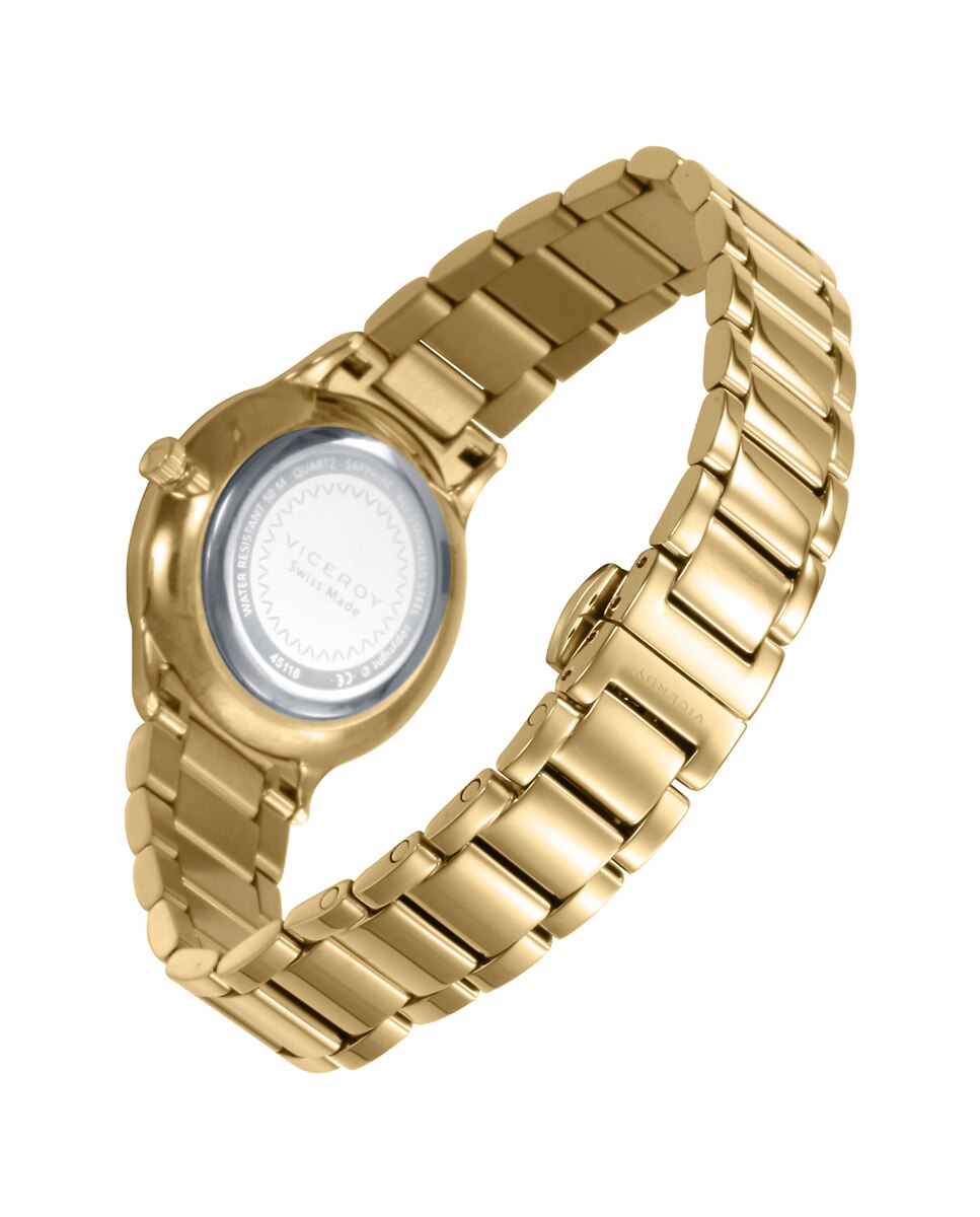 Relógio Analógico com Caixa e Bracelete de Aço Ip Dourado Dourado-2