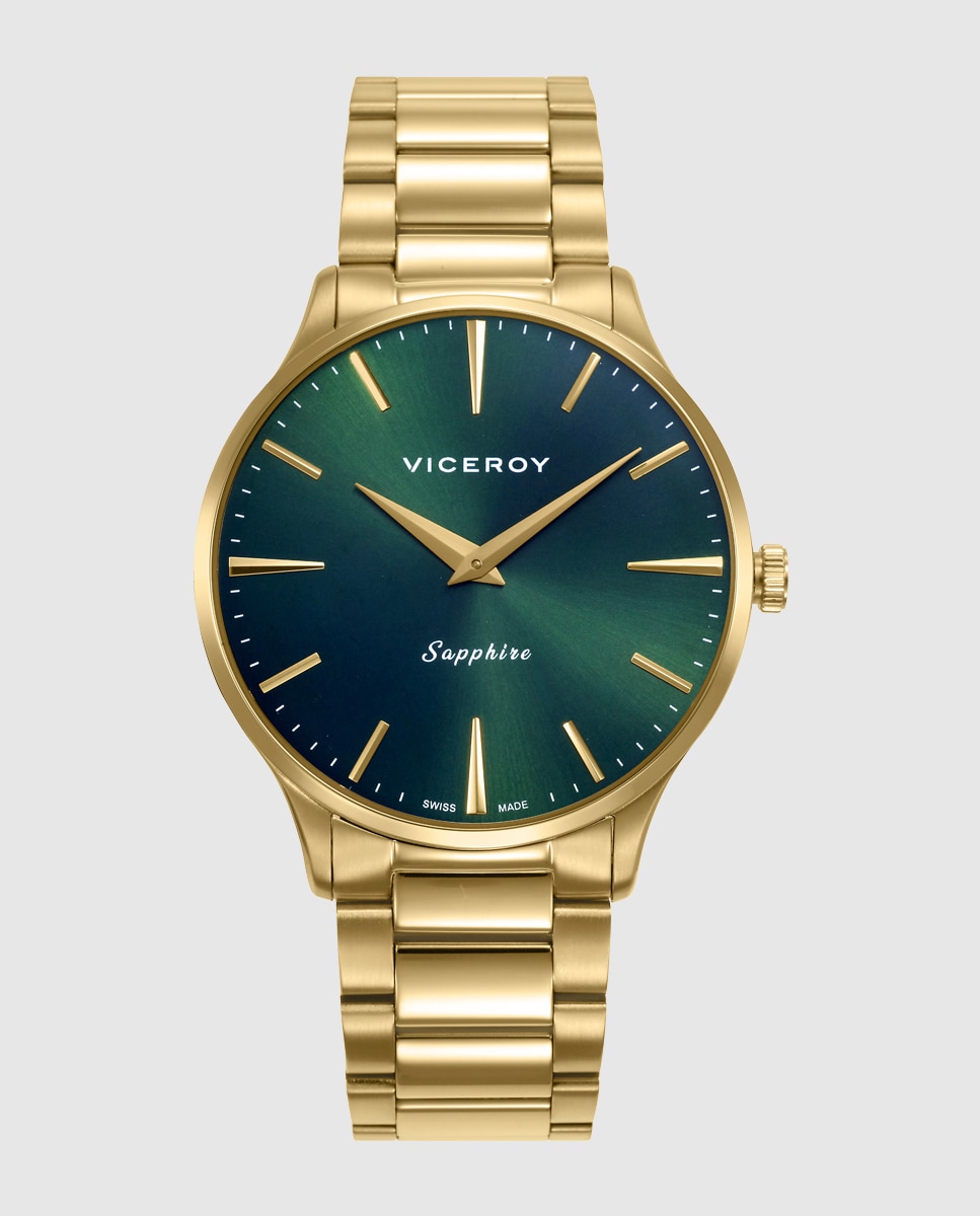 Relógio Analógico com Caixa e Bracelete de Aço Ip Dourado Dourado-1