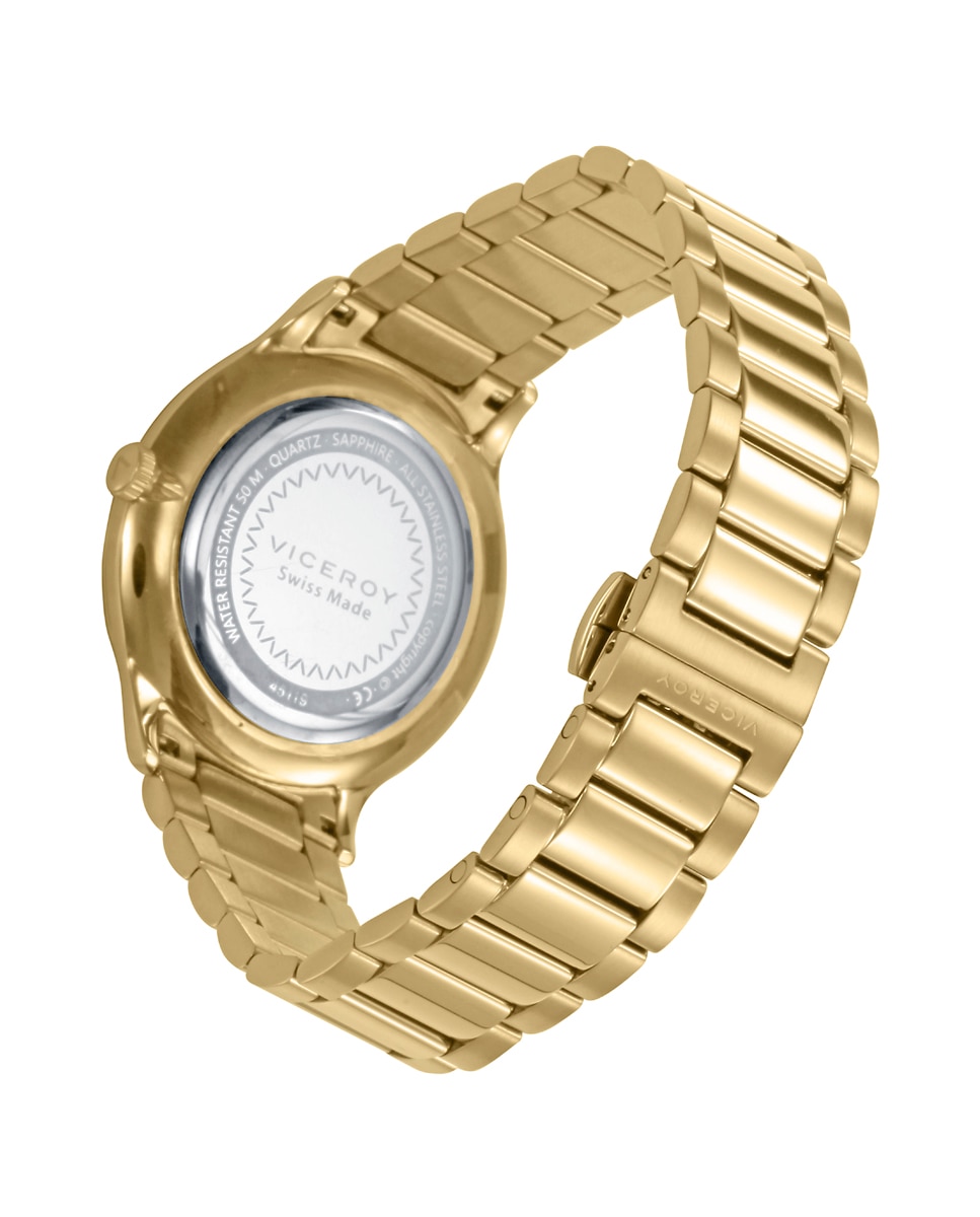 Relógio Analógico com Caixa e Bracelete de Aço Ip Dourado Dourado-2