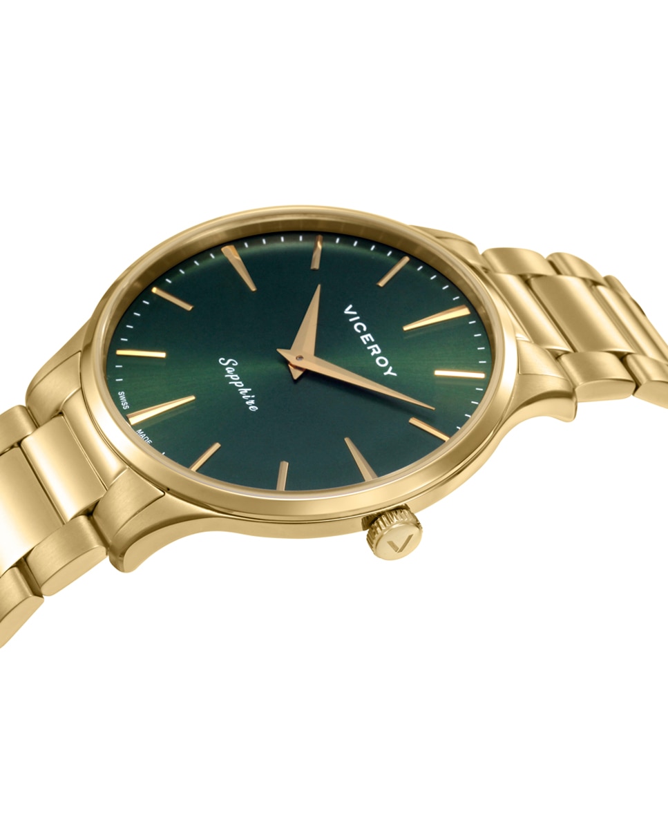 Relógio Analógico com Caixa e Bracelete de Aço Ip Dourado Dourado-3