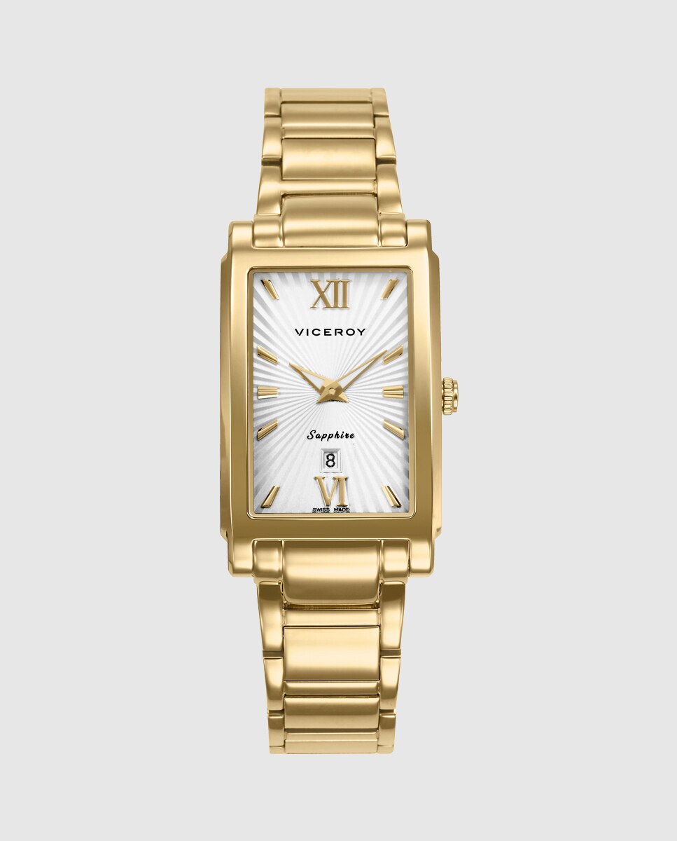 Relógio Analógico com Caixa e Bracelete de Aço e Ip Dourado Dourado-1