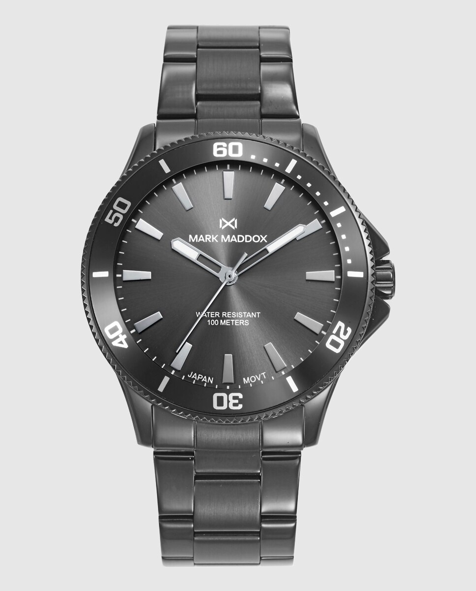 Relógio Analógico com Caixa e Bracelete de Aço Ip em Preto Preto-1