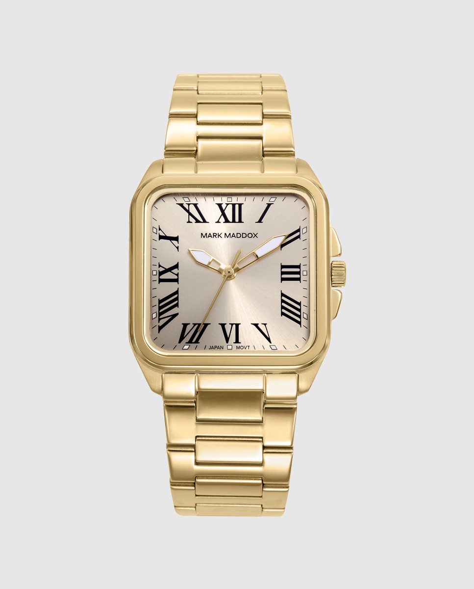 Relógio Analógico com Caixa e Bracelete de Aço Ip Dourado Dourado-1