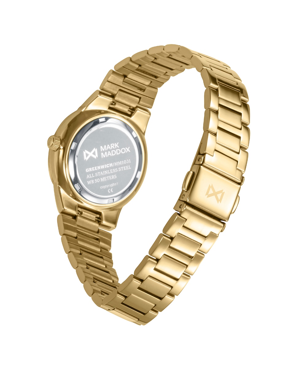 Relógio Analógico com Caixa e Bracelete de Aço Ip Dourado Dourado-2