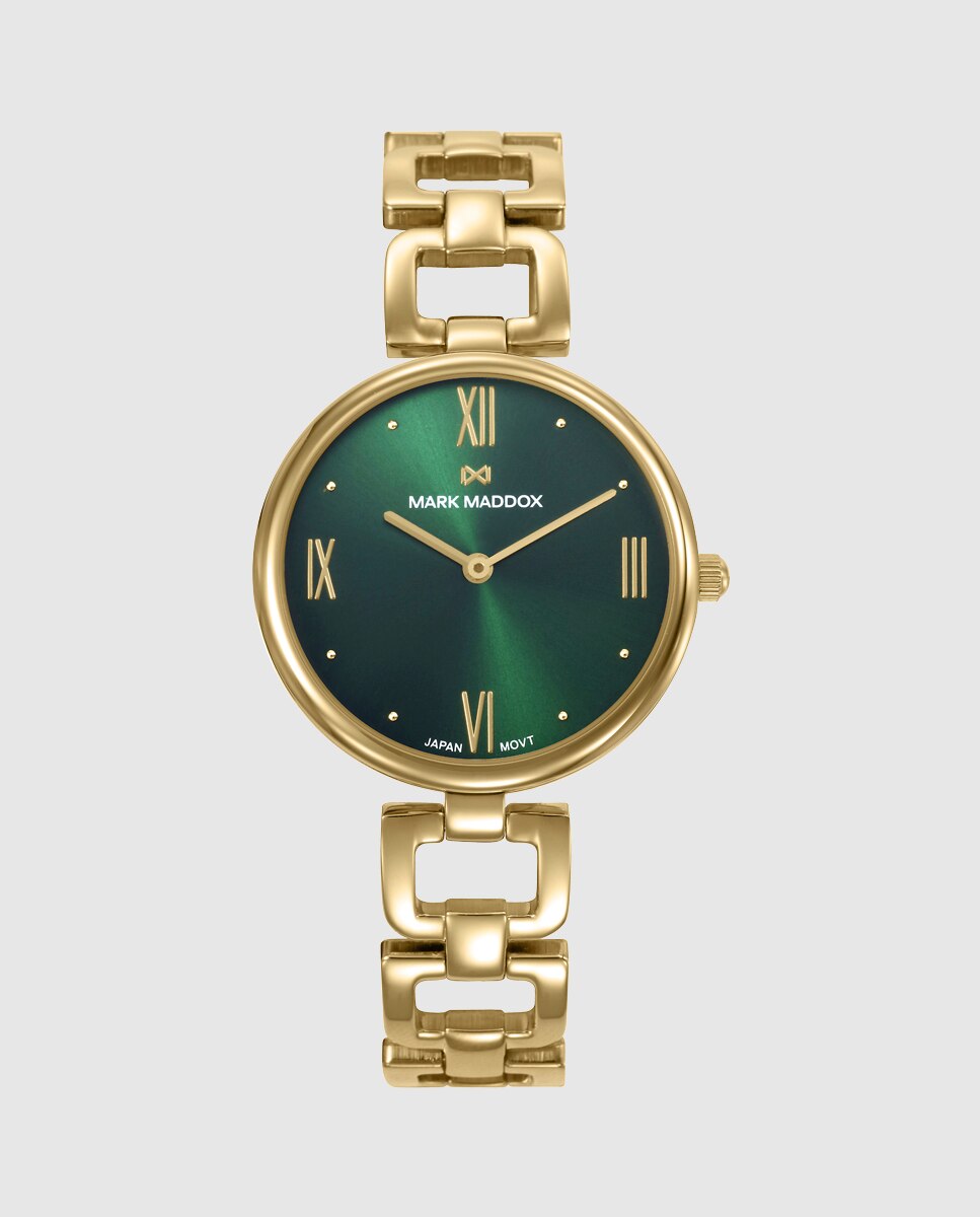 Relógio Analógico com Caixa e Bracelete de Aço Ip Dourado Dourado-1
