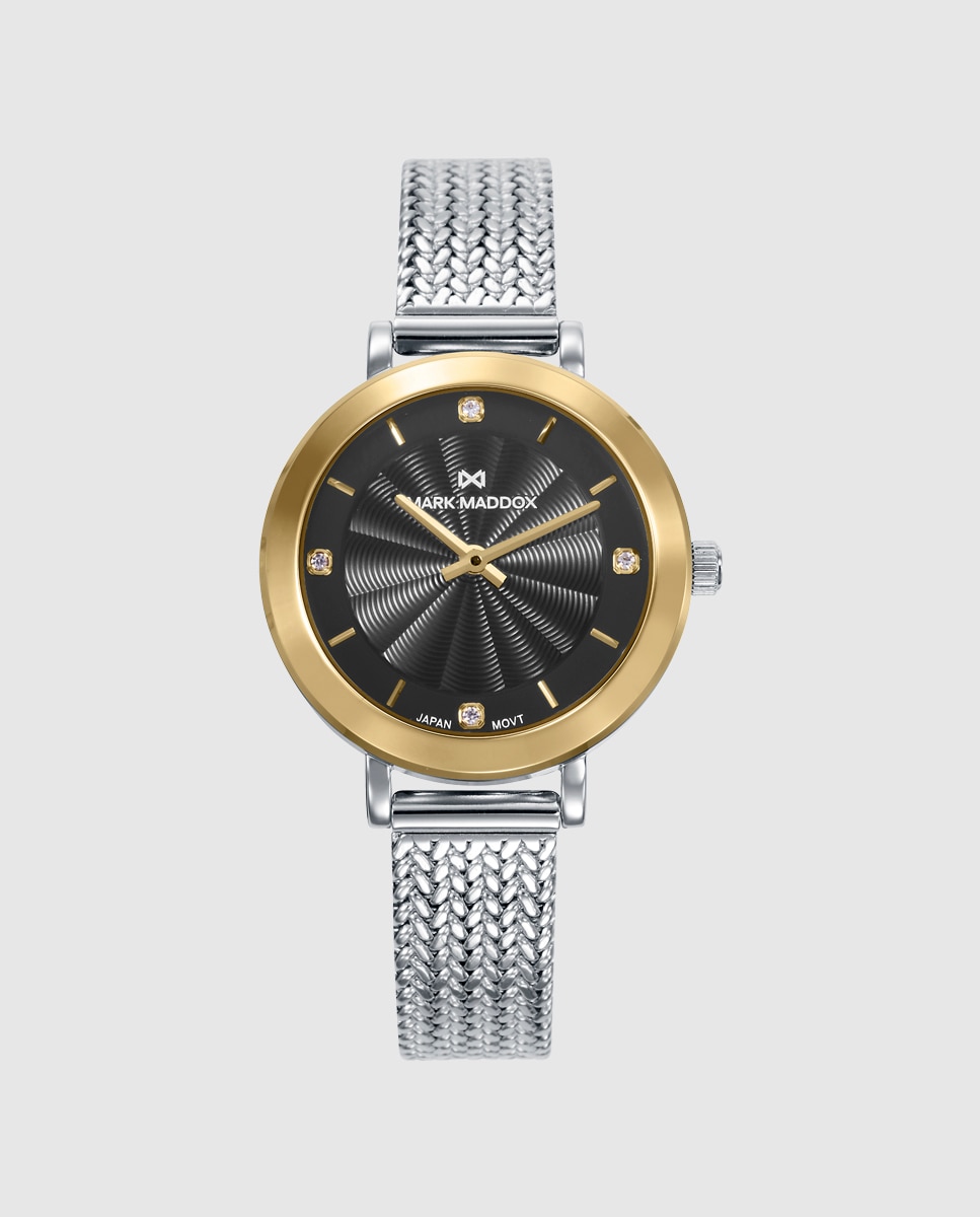 Imagem 0 de Relógio Analógico com Caixa e Malla Milanesa de Aço Ip Dourado