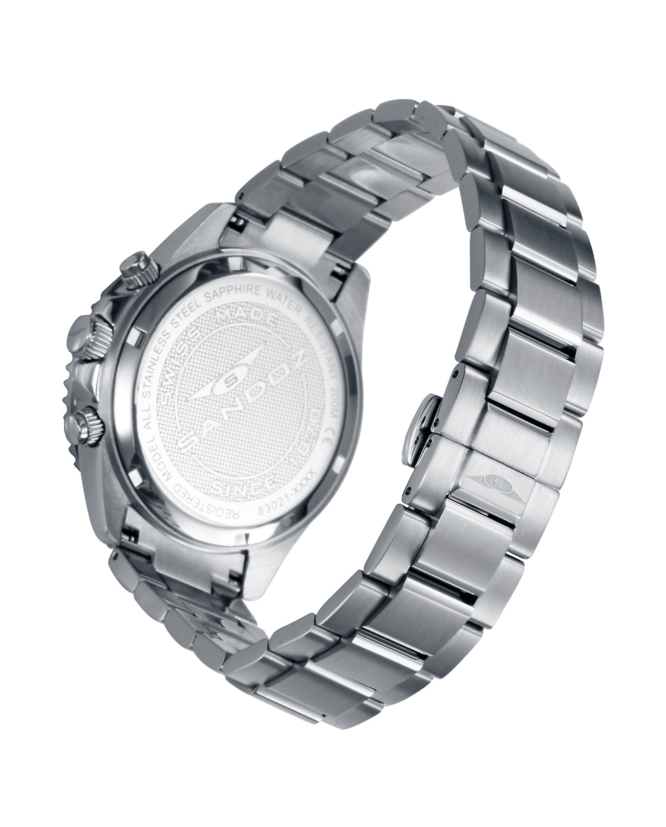 Relógio Caixa de Aço com Bisel de Cerâmica Azul e Bracelete de Aço Prateado-2