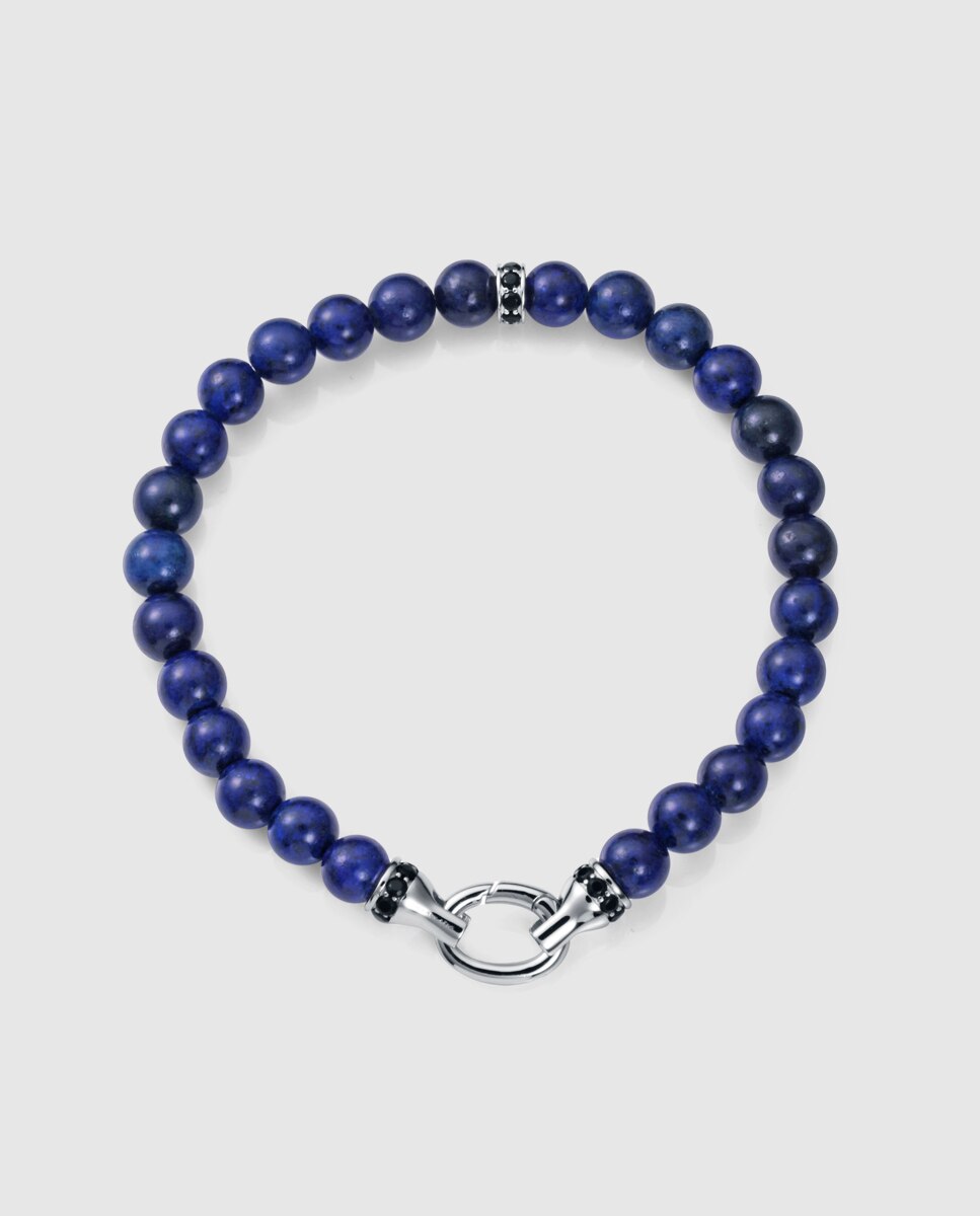 Pulseira Elegant de Prata de Primeira Lei com Banho de Ródio e Pedras Azul-1