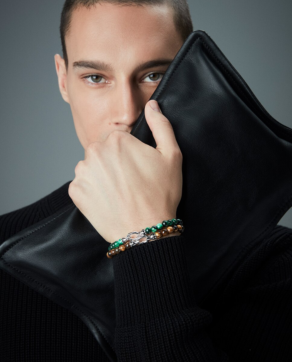 Pulseira Elegant de Prata de Primeira Lei com Banho de Ródio e Pedras Castanho-2