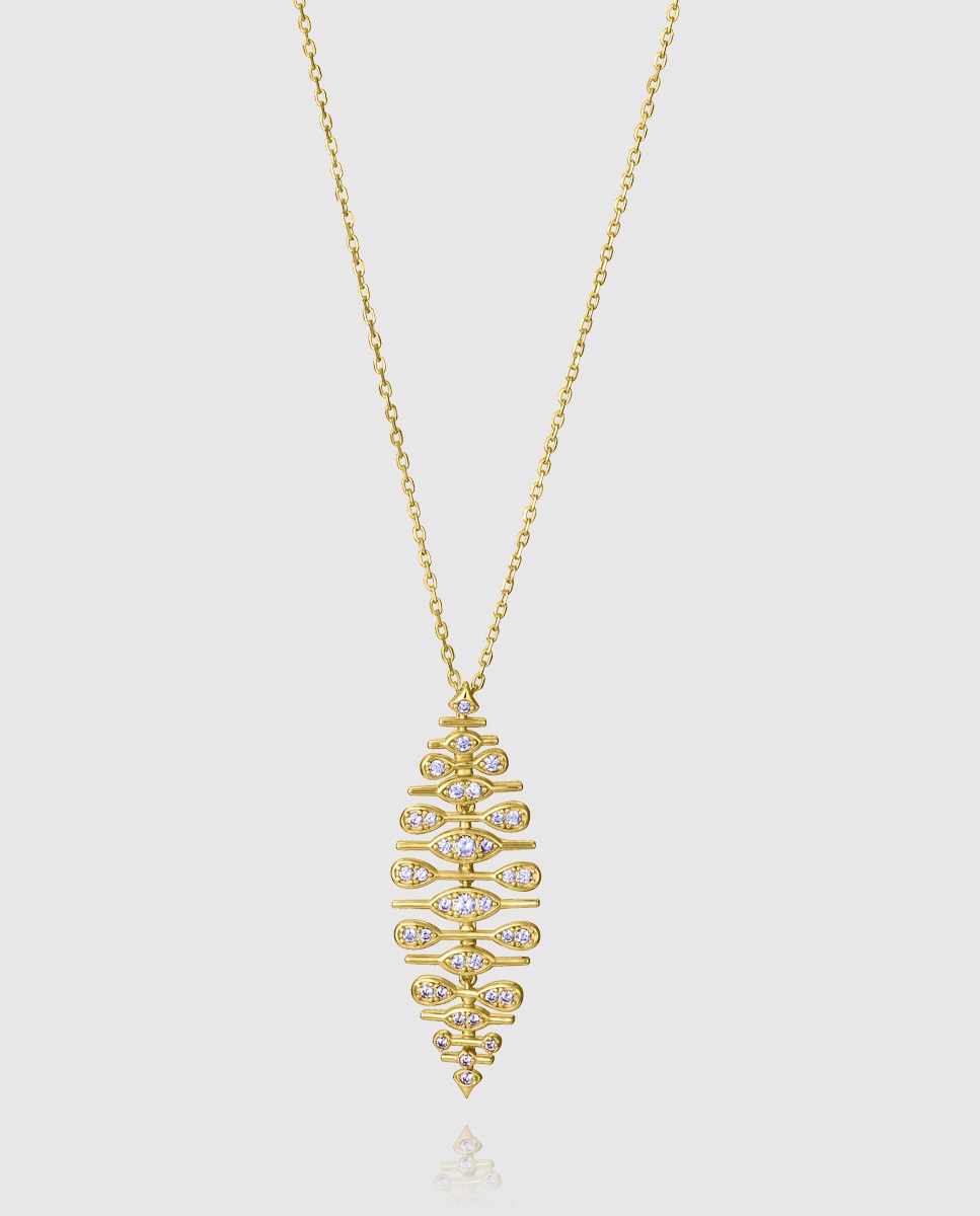 Colar Elegant de Prata de Primeira Lei com Banho de Ouro Dourado-1