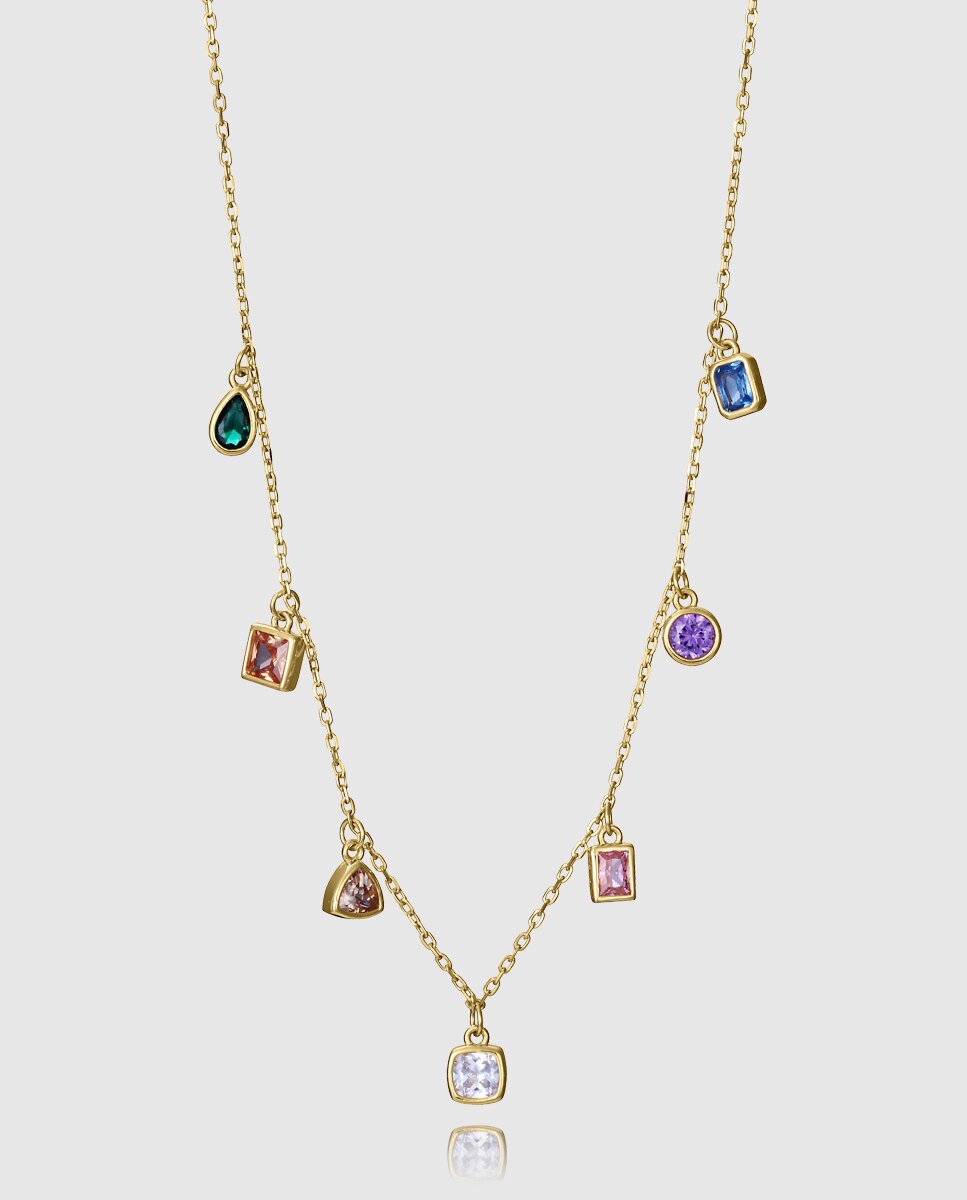 Colar Trend de Prata de Primeira Lei com Banho de Ouro Multicolor-1