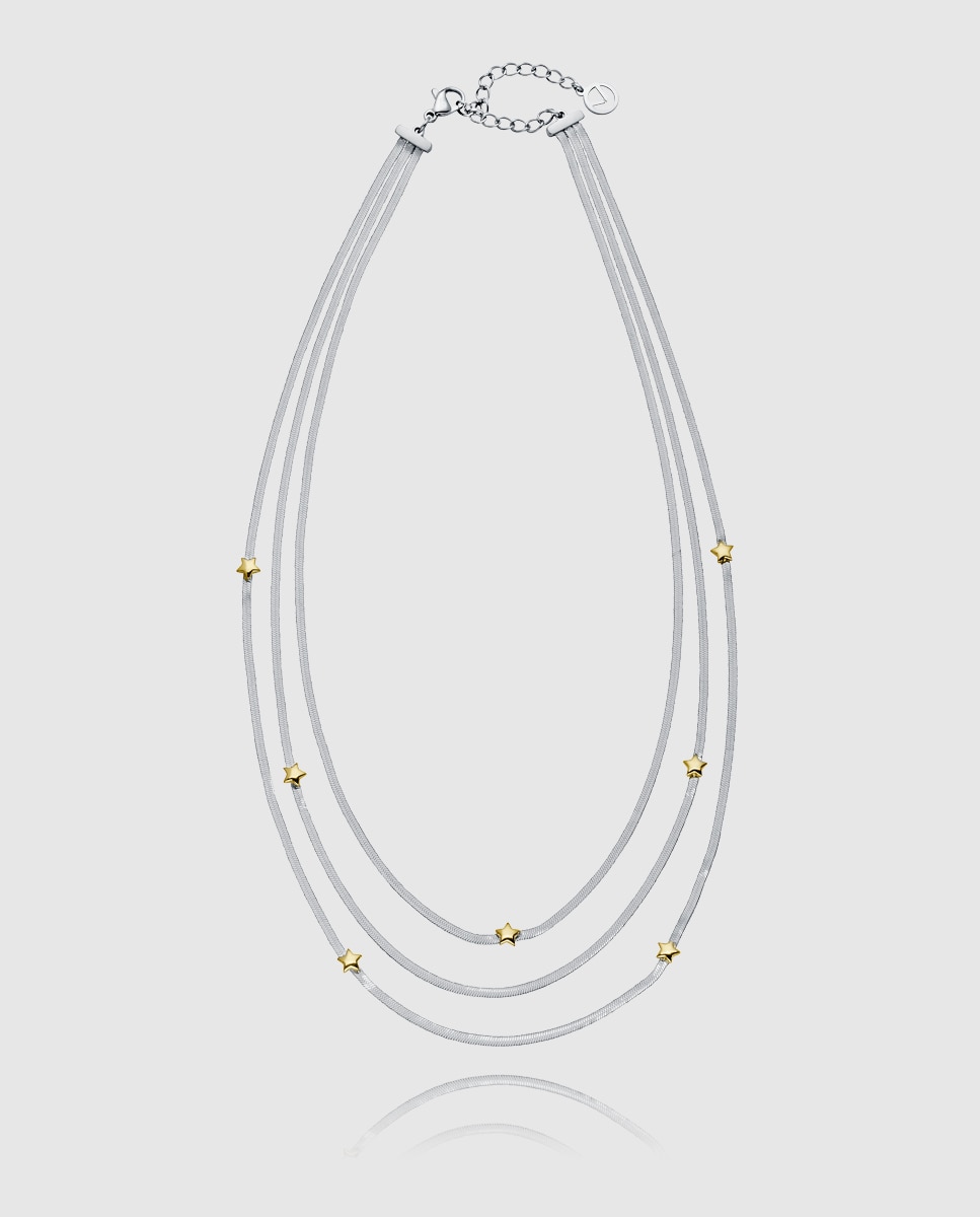 Colar Kiss de Aço com Corrente de Serpente Plana Múltipla Multicolor-1