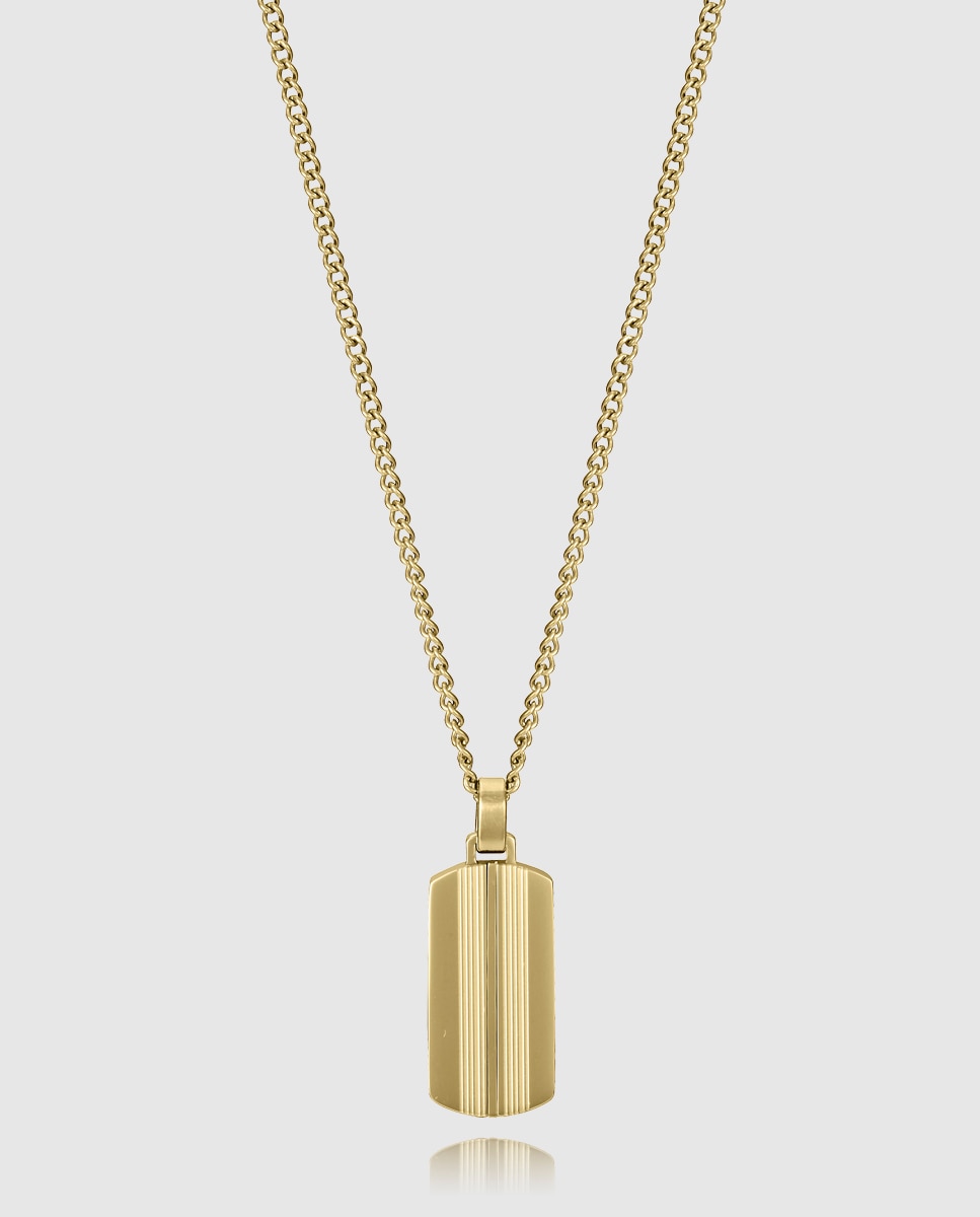 Corrente Magnum de Aço Ip Dourado com Pingente com Placa Dourado-1
