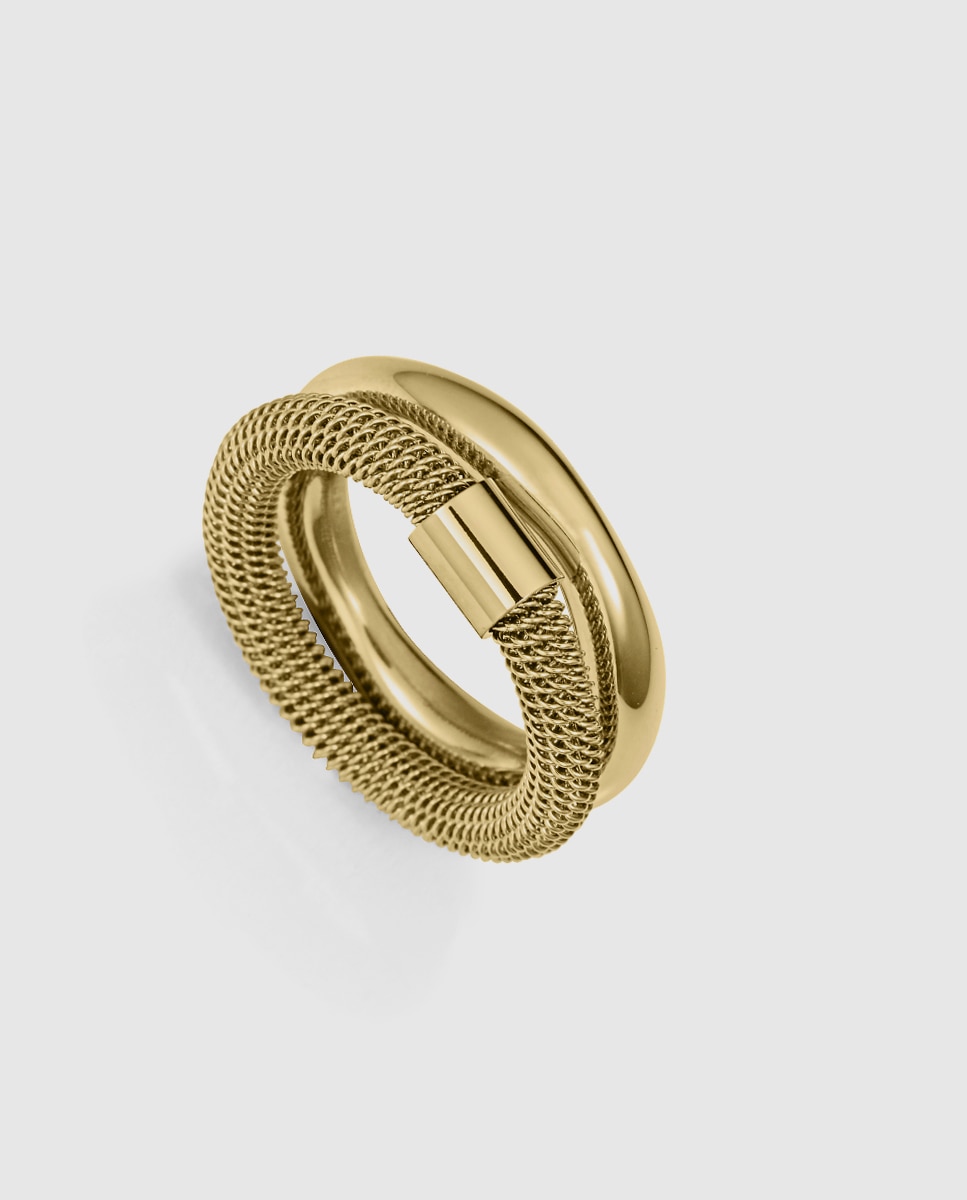 Anel de Aço Ip Dourado Duplo Coleção Laura Escanes Dourado-1
