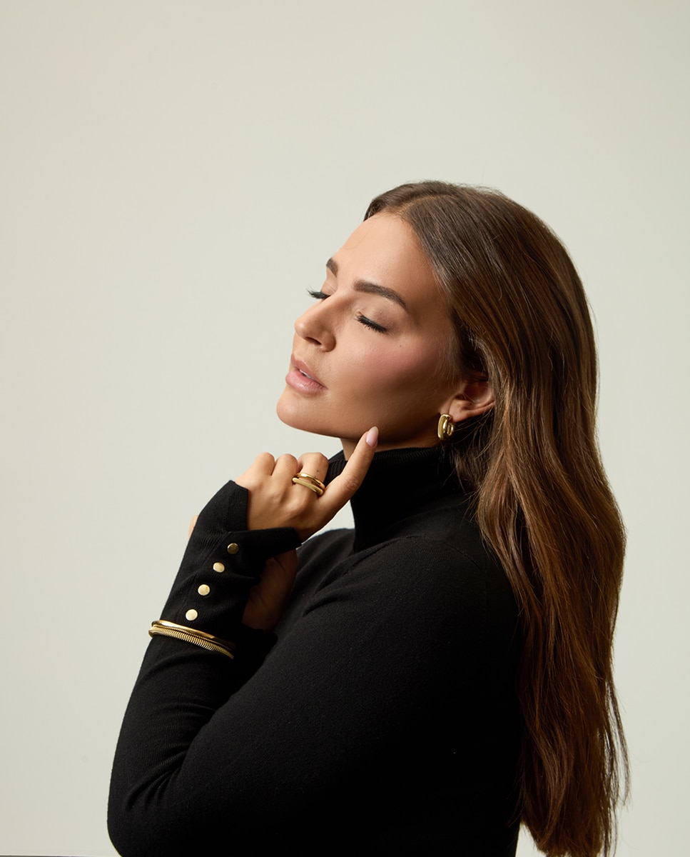 Anel de Aço Ip Dourado Duplo Coleção Laura Escanes Dourado-2
