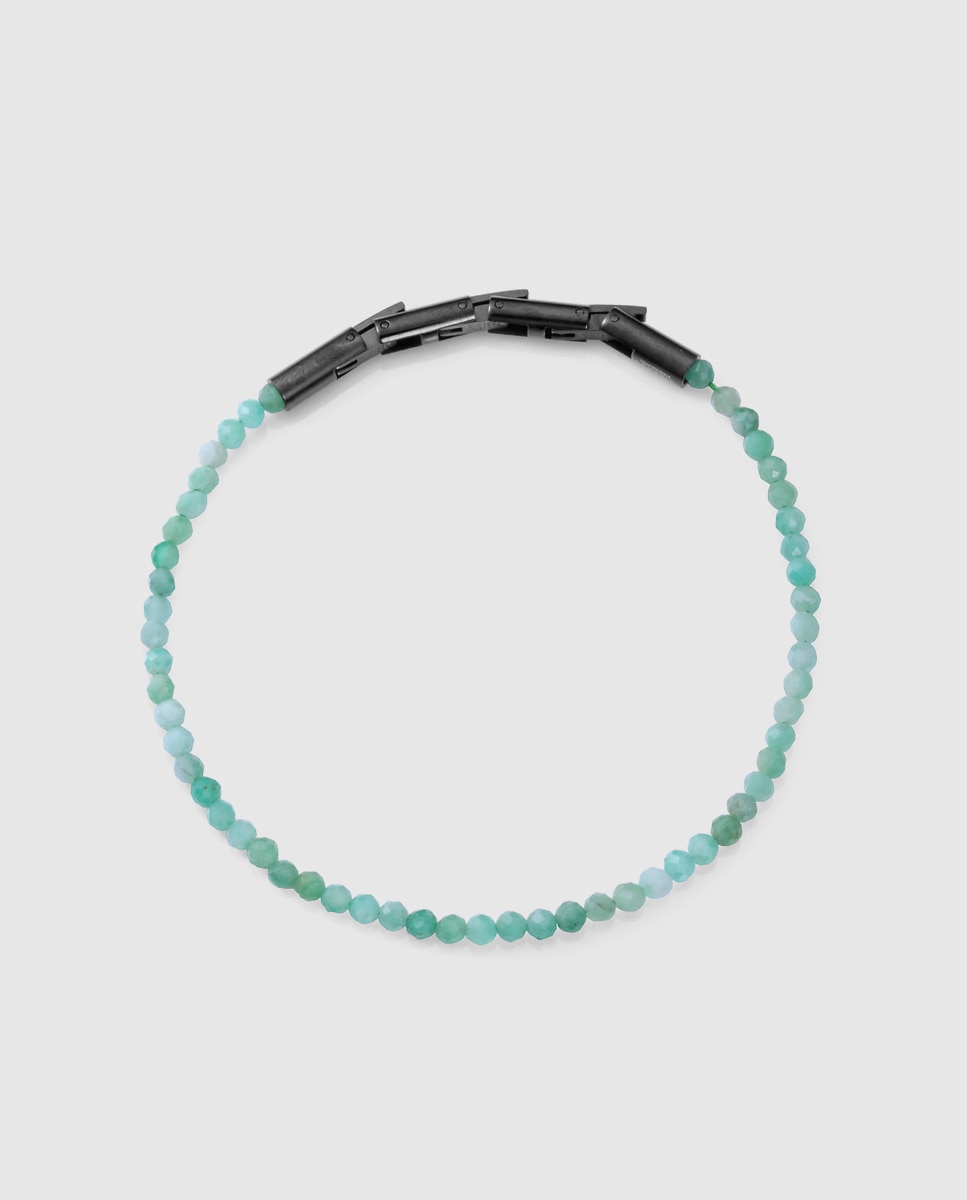 Imagem 0 de Pulseira Magnum de Aço Ip em Preto com Pedras de Esmeraldas Naturais