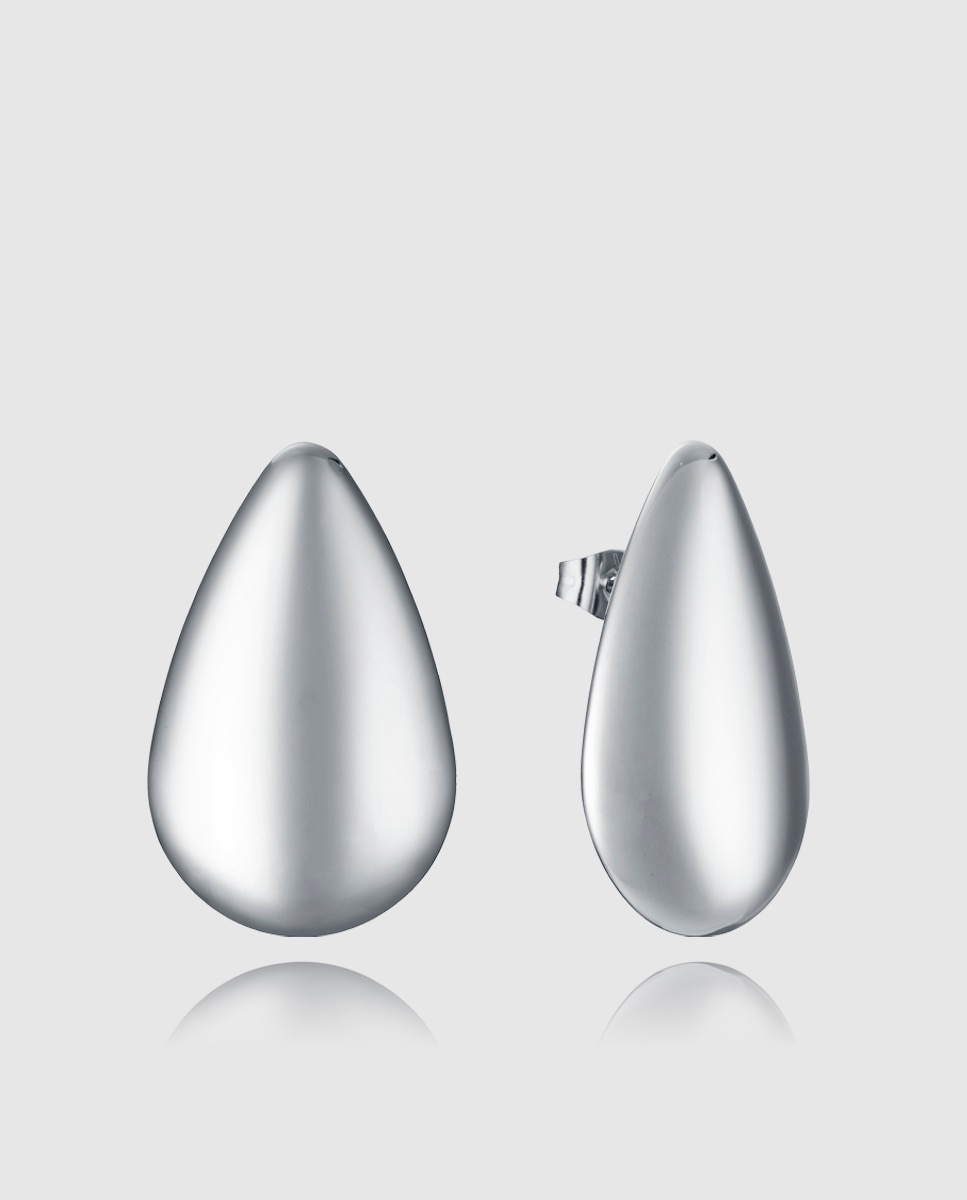 Brincos Air de Aço com Volume em Forma de Gota Prateado-1