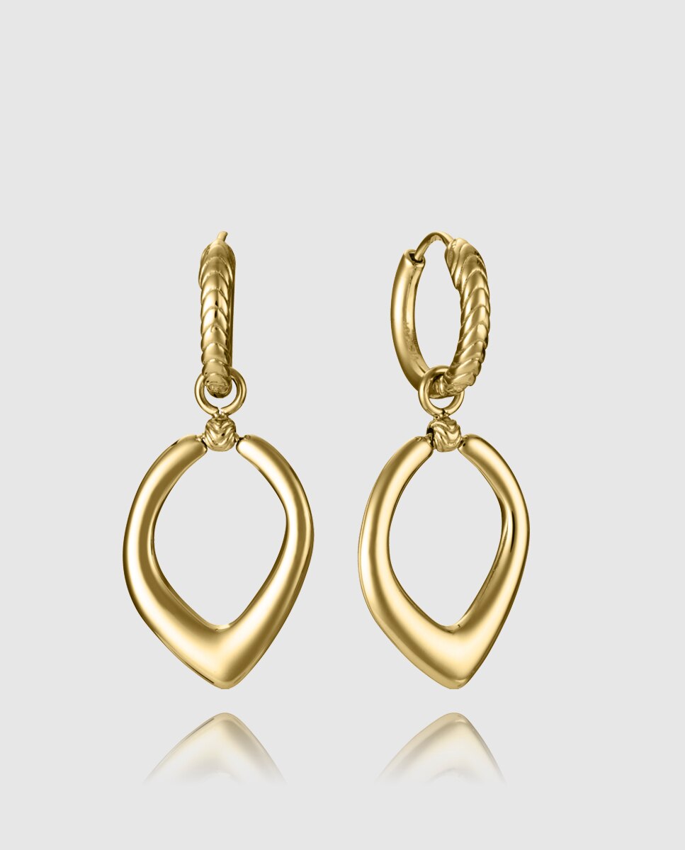 Brincos Chic de Aço Ip Dourado com Pingente Reversível Multicolor-1